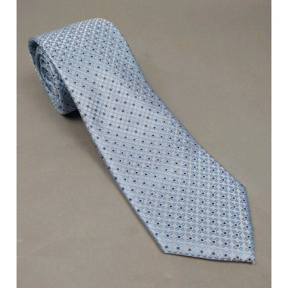 DiBanGu Mens 100% Silk Hand Tailored Textured Silk Light & Dark Blue 58x3 - Picture 1 of 7